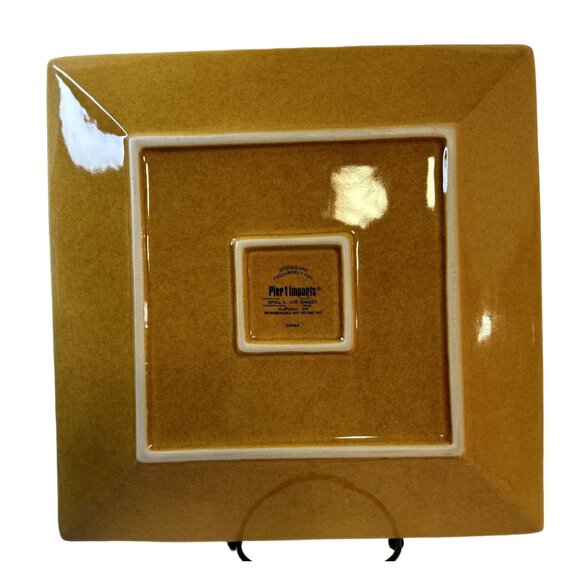 Pier 1 Imports Spice Route Ginger Square Beaded Stoneware 2-Dinner Plates 10.5" - Picture 4 of 10